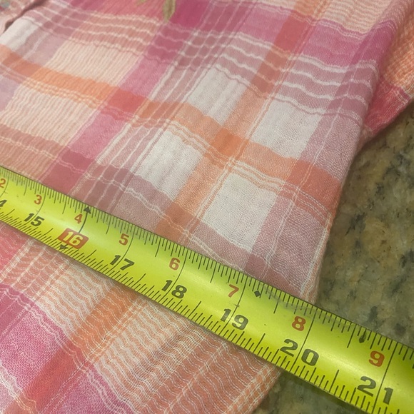 Johnny Was Pink and White Embellished Button Down Shirt - Picture 10 of 13